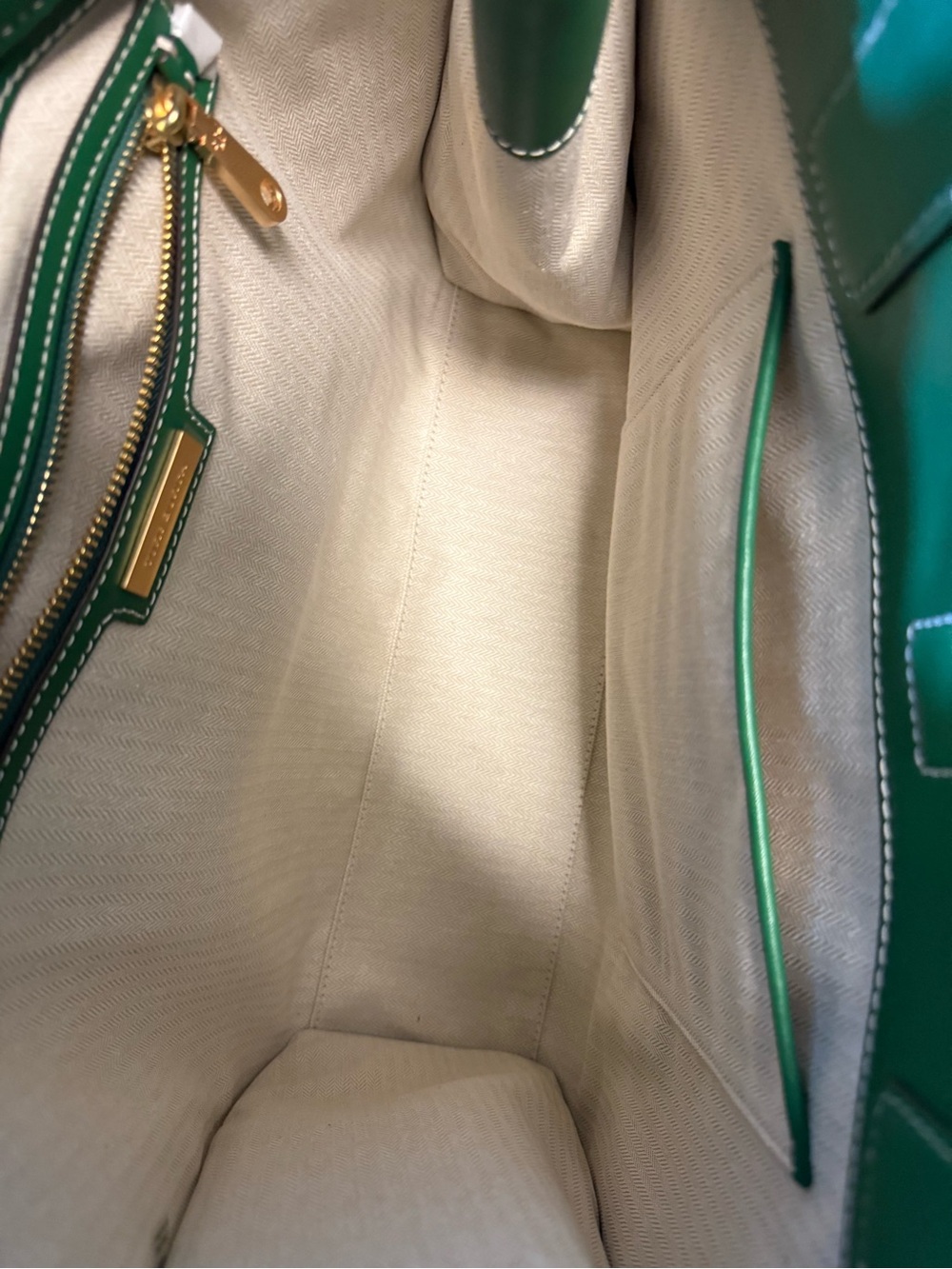 Tory Burch canvas and leather green and neutral oversized - Picture 4 of 6